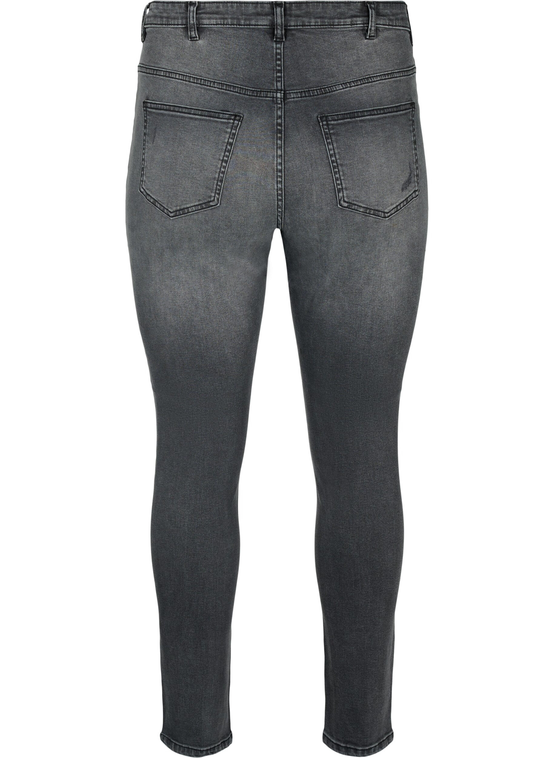 Zizzi Strakke jeans met slijtagedetails, Grey Denim, Packshot image number 1
