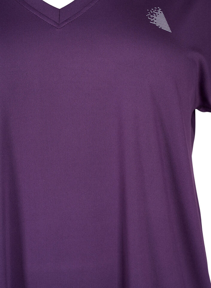 Losvallend trainings-T-shirt met V-hals, Paars, Packshot image number 2