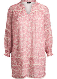 Korte chiffonjurk met gehaakte details, Roze