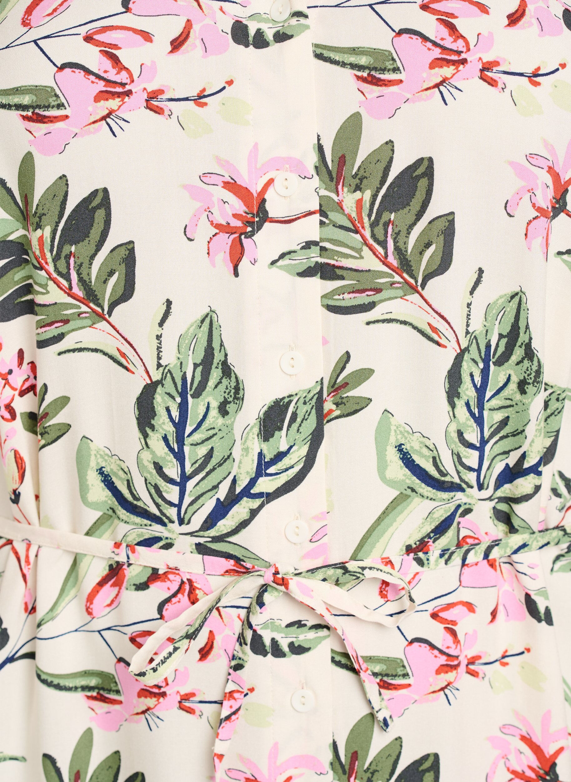 Zizzi Midijurk met print en strikceintuur, Vanille, Packshot image number 2