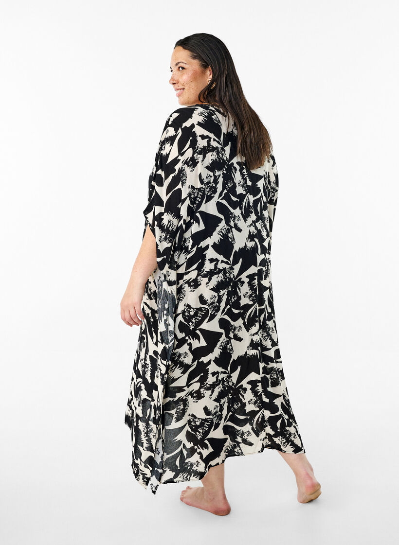 Kaftan strandjurk met knopen, Beige, Model image number 1