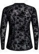 Mesh blouse met bloemenpatroon, Zwart, Packshot image number 1