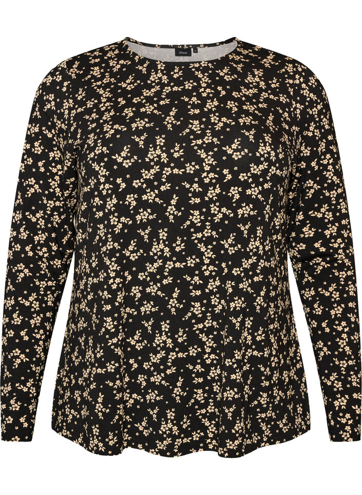 Blouse met lange mouwen, Zwart, Packshot image number 0