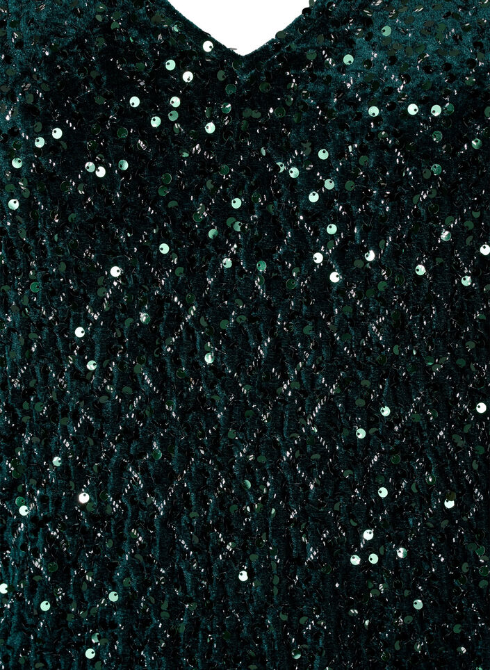 Paillettenjurk met een V-hals en ruitjespatroon, Rain Forest Sequins, Packshot image number 2