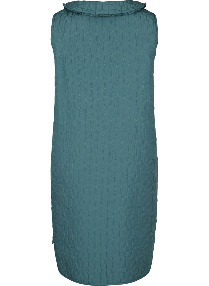 Lang gewatteerd vest met kraag en ruches, Sagebrush Green, Packshot image number 1