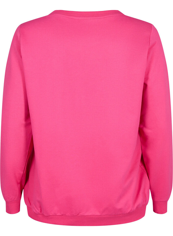 Sweatshirt met tekst, Fuchsia P. W. Reset, Packshot image number 1