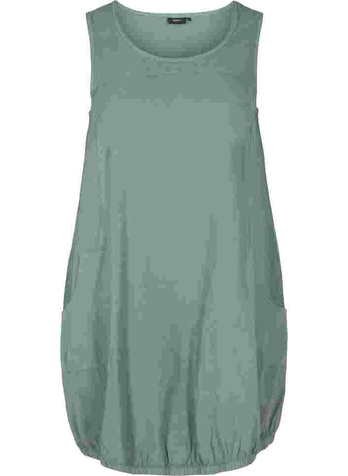 Mouwloze katoenen jurk, Balsam Green, Packshot image number 0