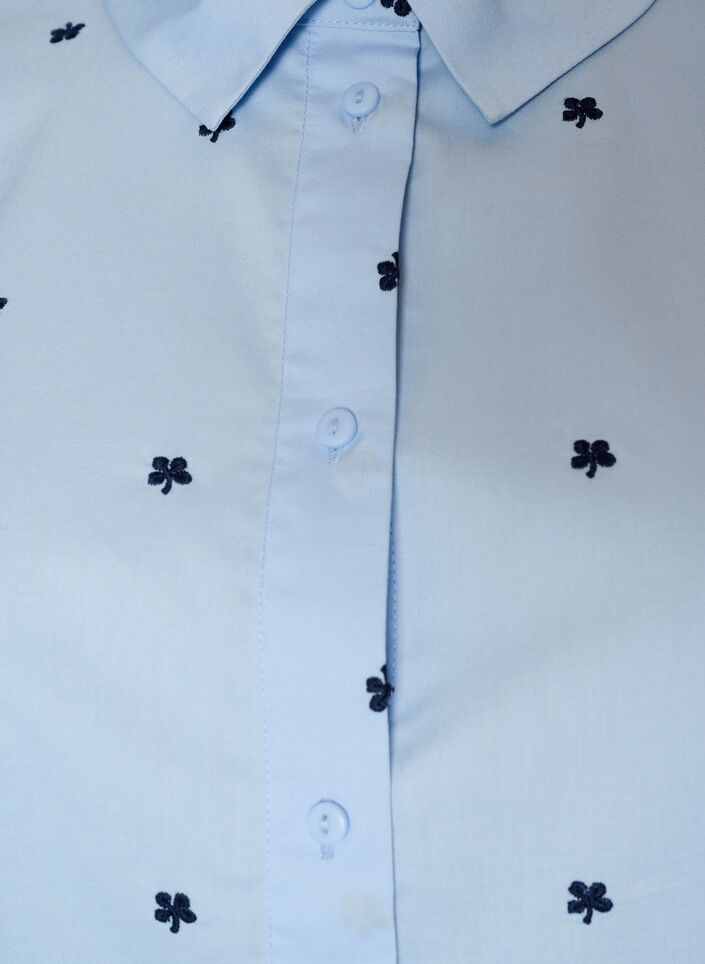 Shirt met geborduurde bloemen, Blauw, Packshot image number 2