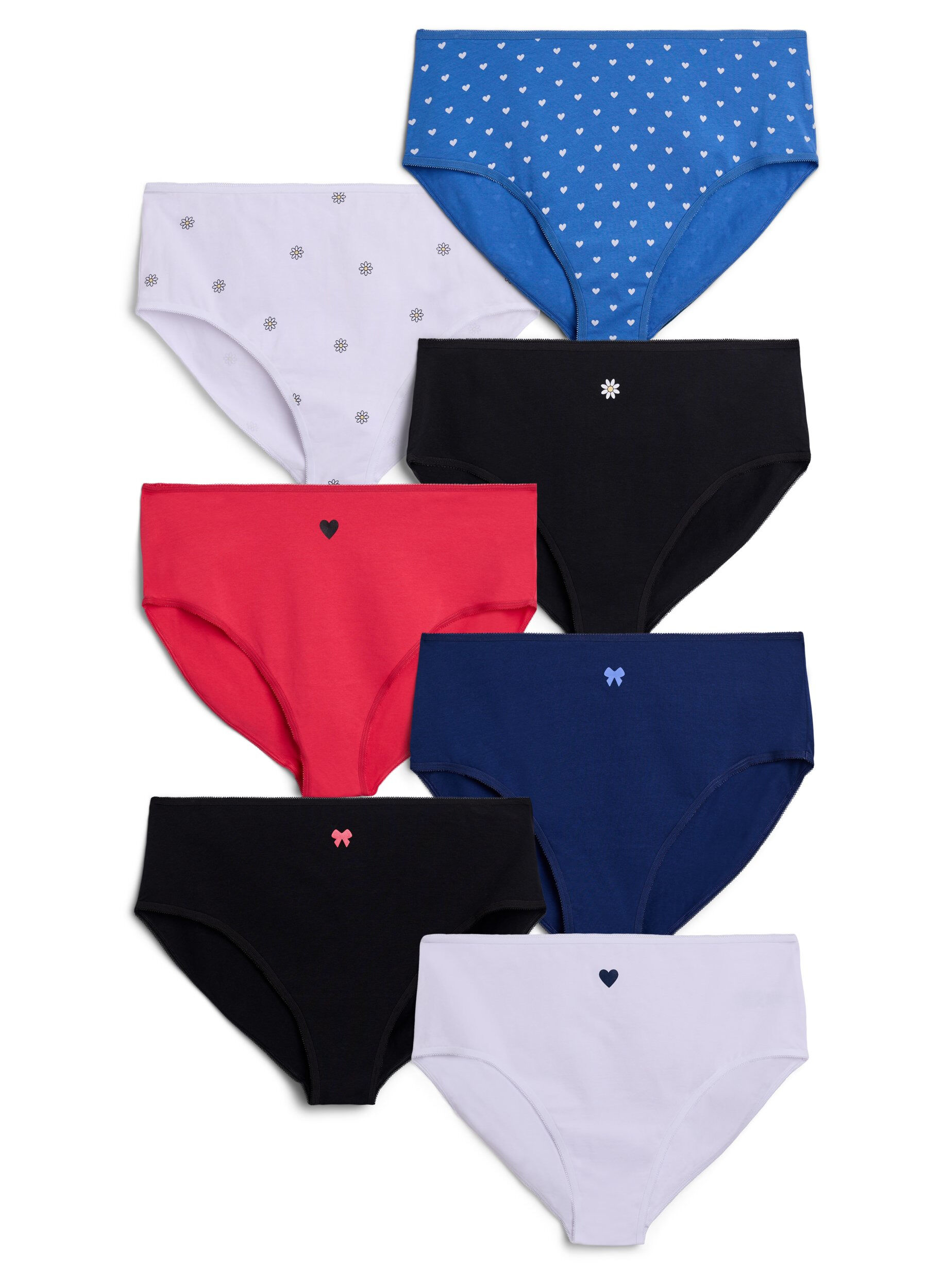 7-pack panties met normale taille