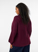 Geribde trui met pofmouwen en knopen, Donker Bordeaux, Model image number 2