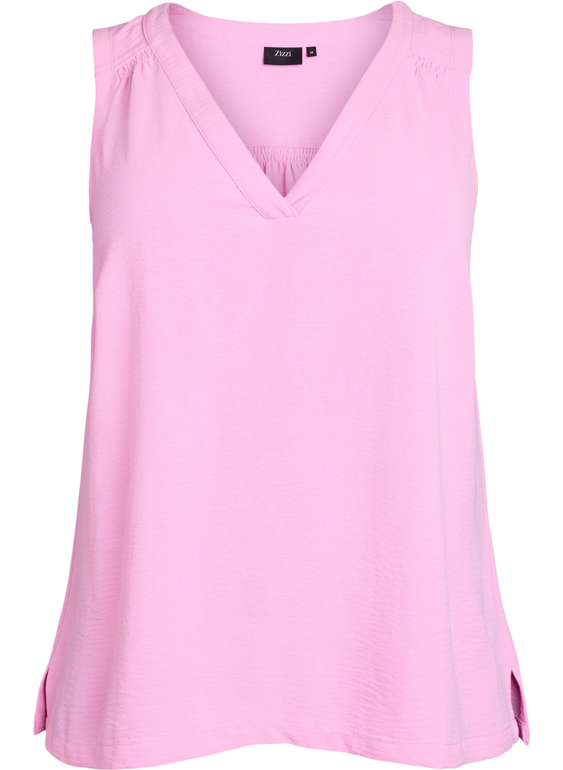 ZizziMouwloze top met kreukeffecten, Roze, Packshot image number 0