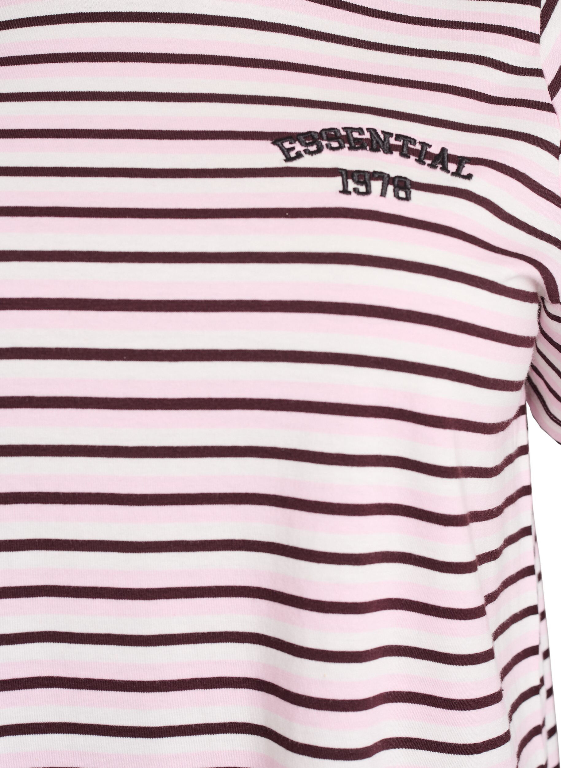 Zizzi Katoenen T-shirt met strepen, Roze, Packshot image number 2