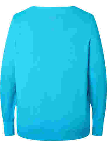 Gebreide blouse van viscose met v-hals, River Blue, Packshot image number 1