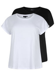 2-pack T-shirts met korte mouwen, Bright White / Black