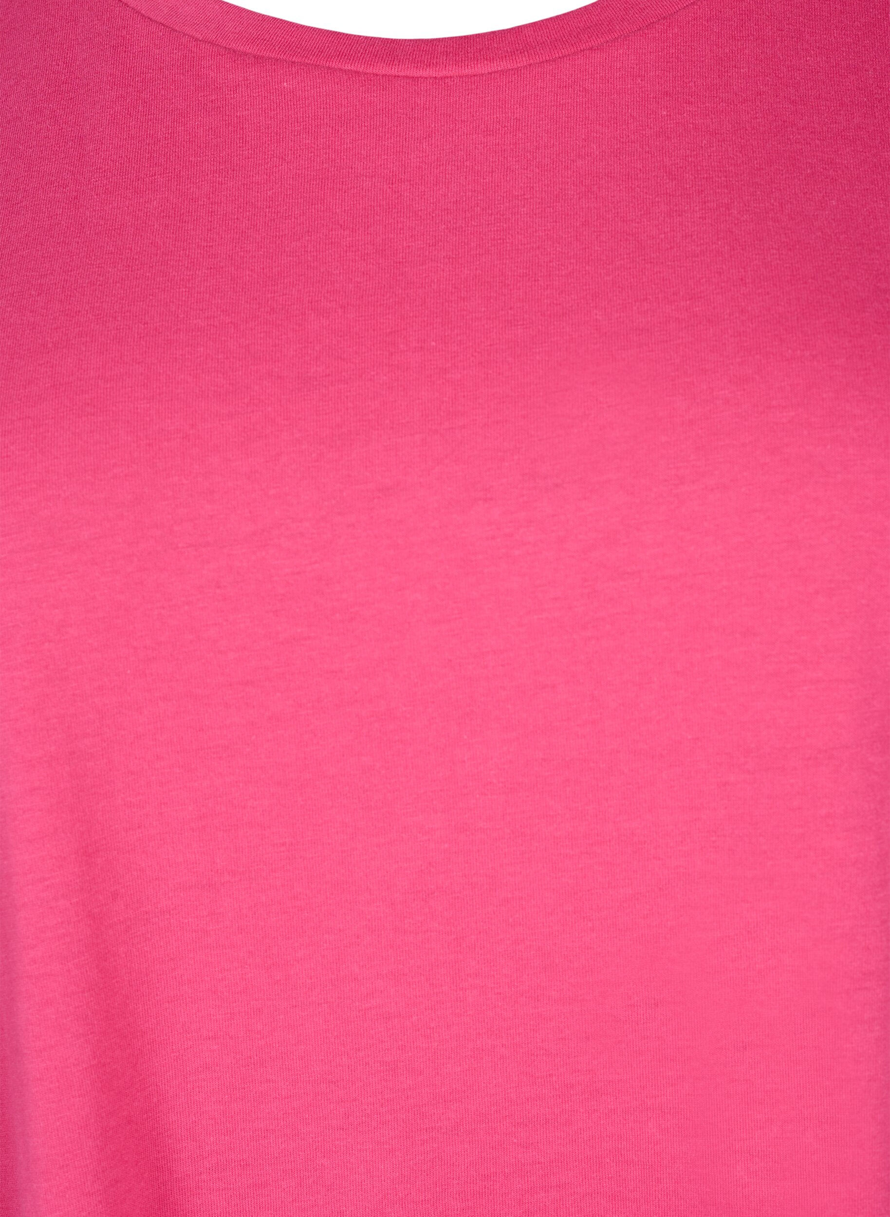 Zizzi T-shirt met korte mouwen van katoenmix, Roze, Packshot image number 2