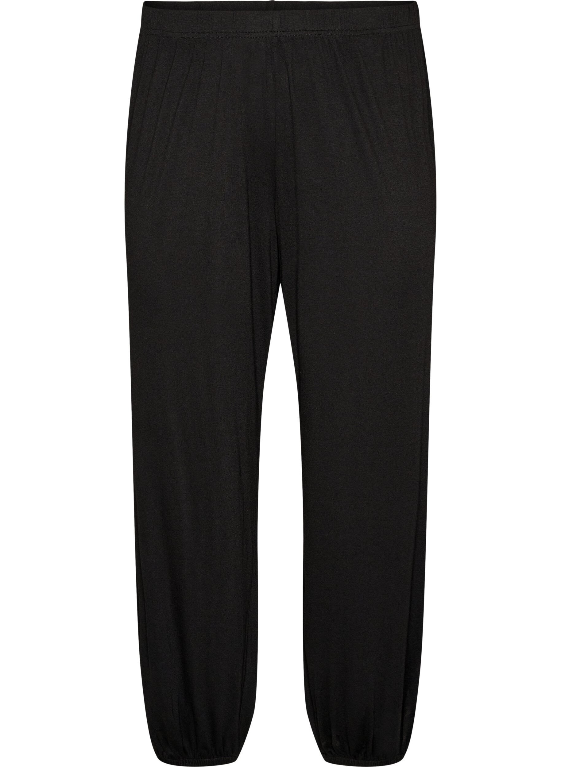 ZizziLosse pyjamabroek in viscose met een elastische taille, Zwart, Packshot image number 0