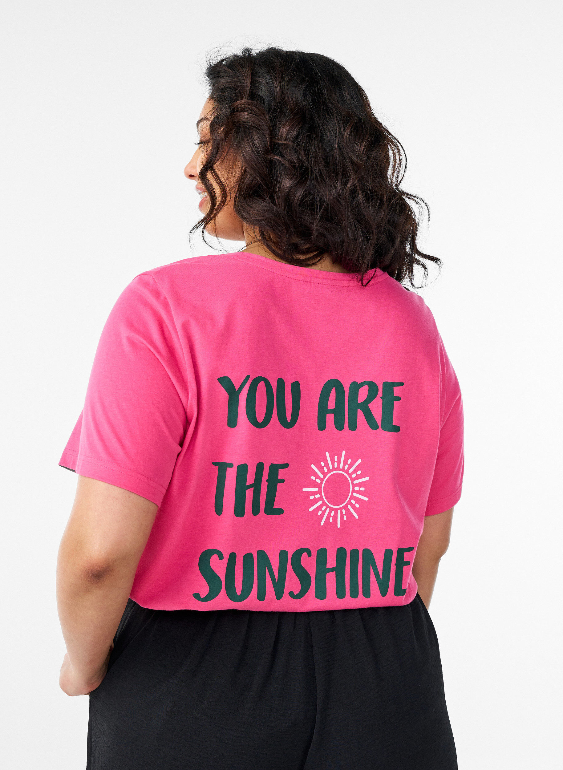 Zizzi T-shirt met print, Roze, Model image number 0