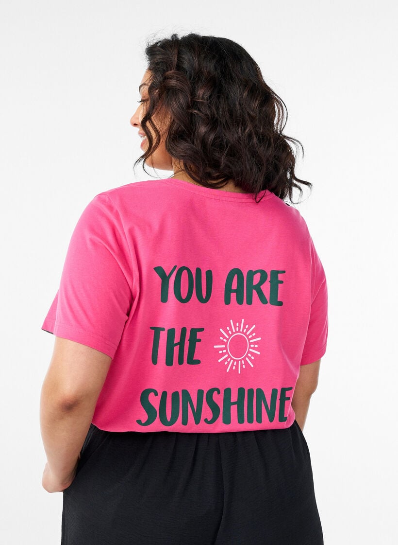 T-shirt met print, Roze, Model image number 0