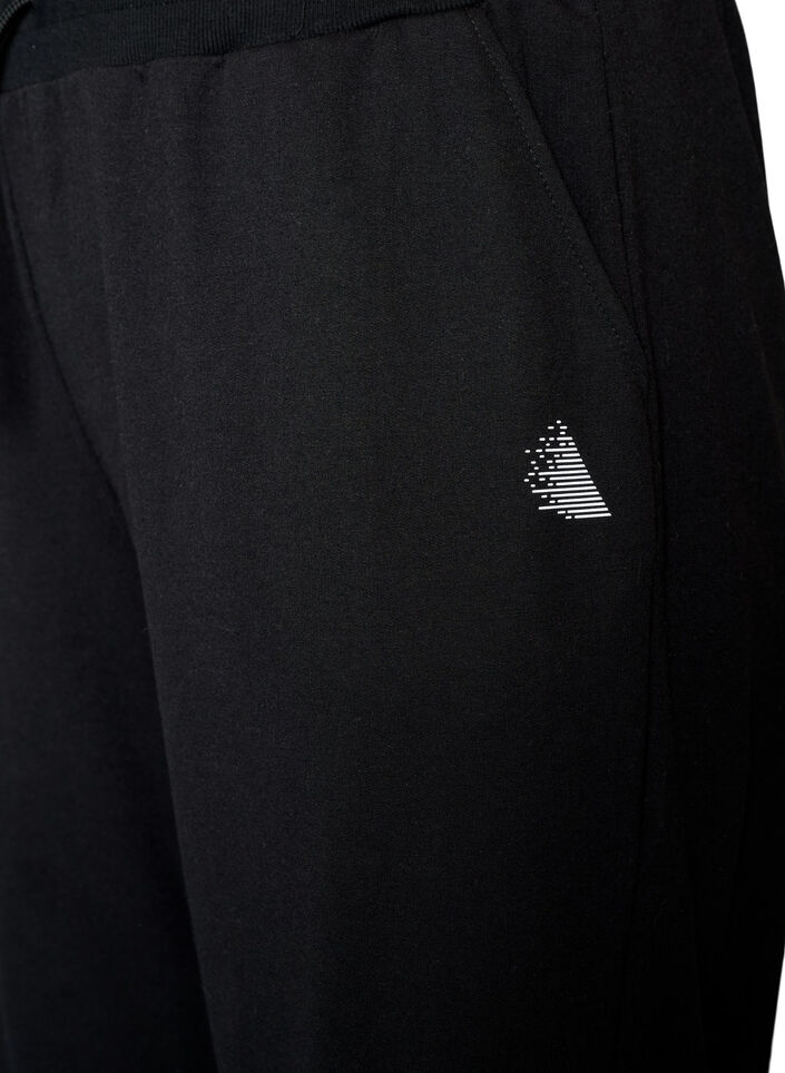 Trainingsbroek met wijde pijpen en hoge taille, Zwart, Packshot image number 2