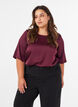 Satijnen blouse met ellebooglange mouwen, Rood, Model image number 0