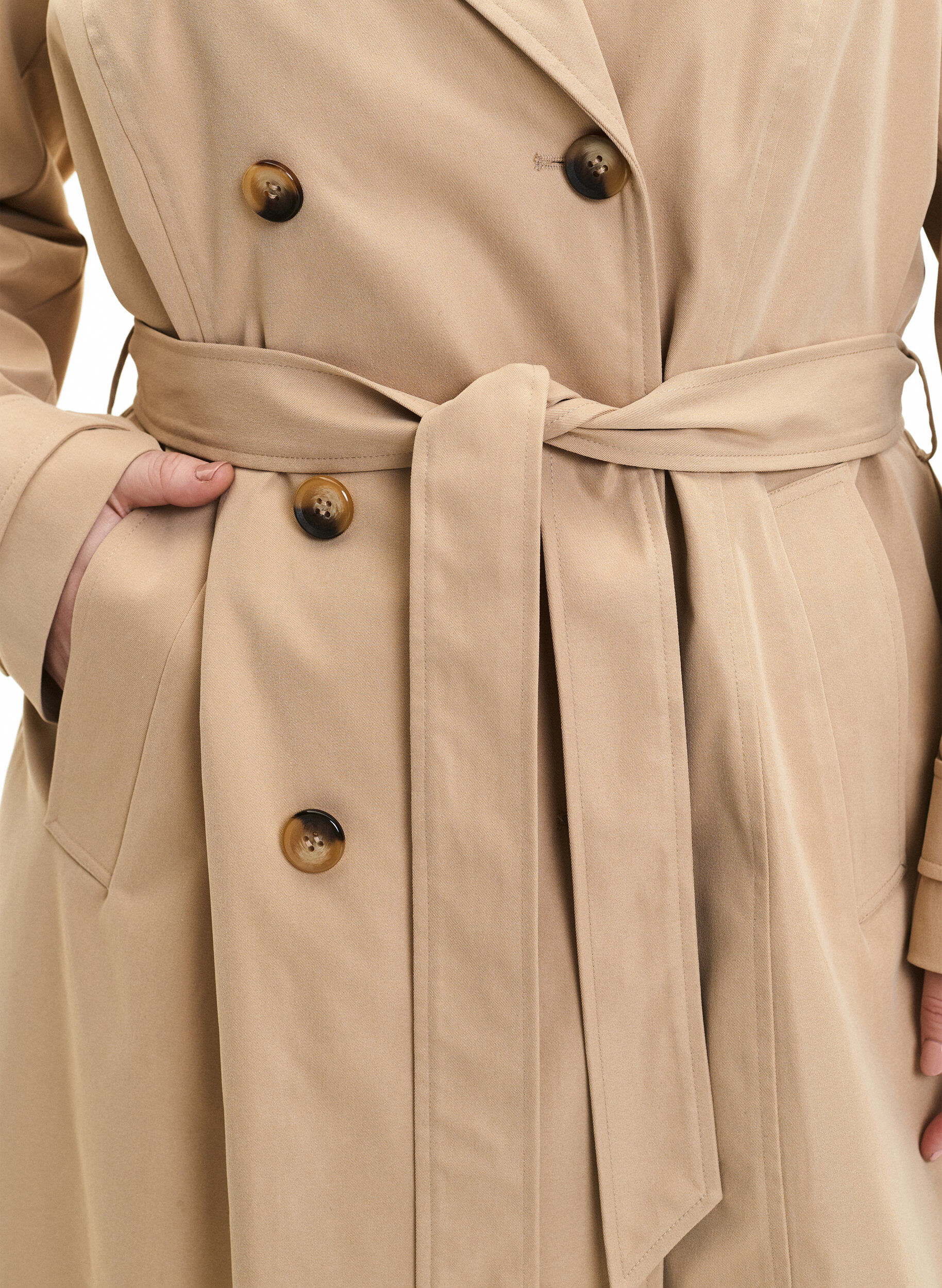 Zizzi Trenchcoat met zakken en riem, Nomad, Model image number 2