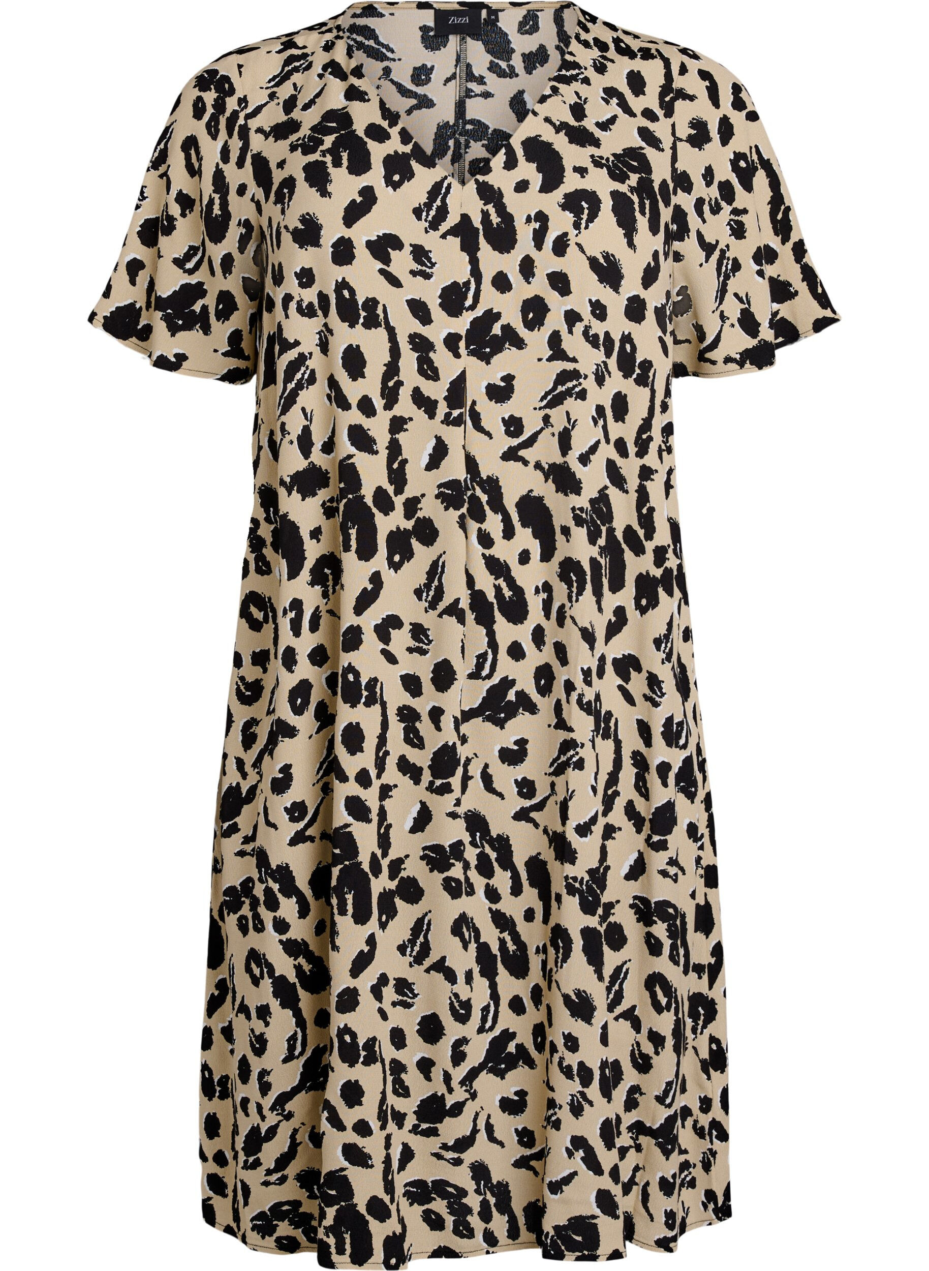 Zizzi A-lijn jurk van viscose, Beige, Packshot image number 0