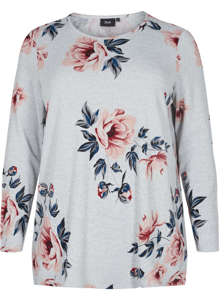 Bloemen blouse met lange mouwen, LGM w Rose Flower, Packshot image number 0