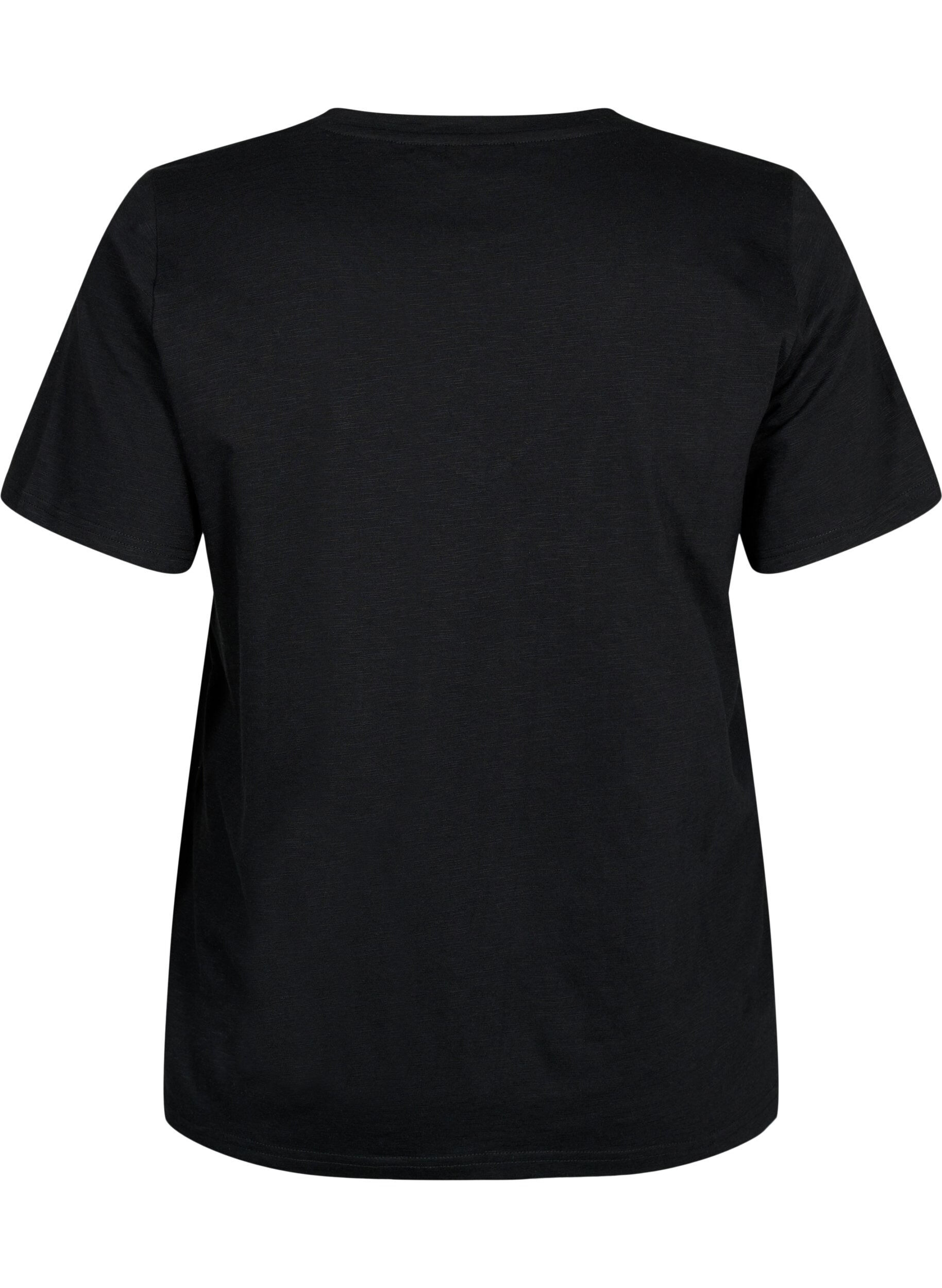 Zizzi Basic t-shirt met korte mouwen en v-hals, Zwart, Packshot image number 1