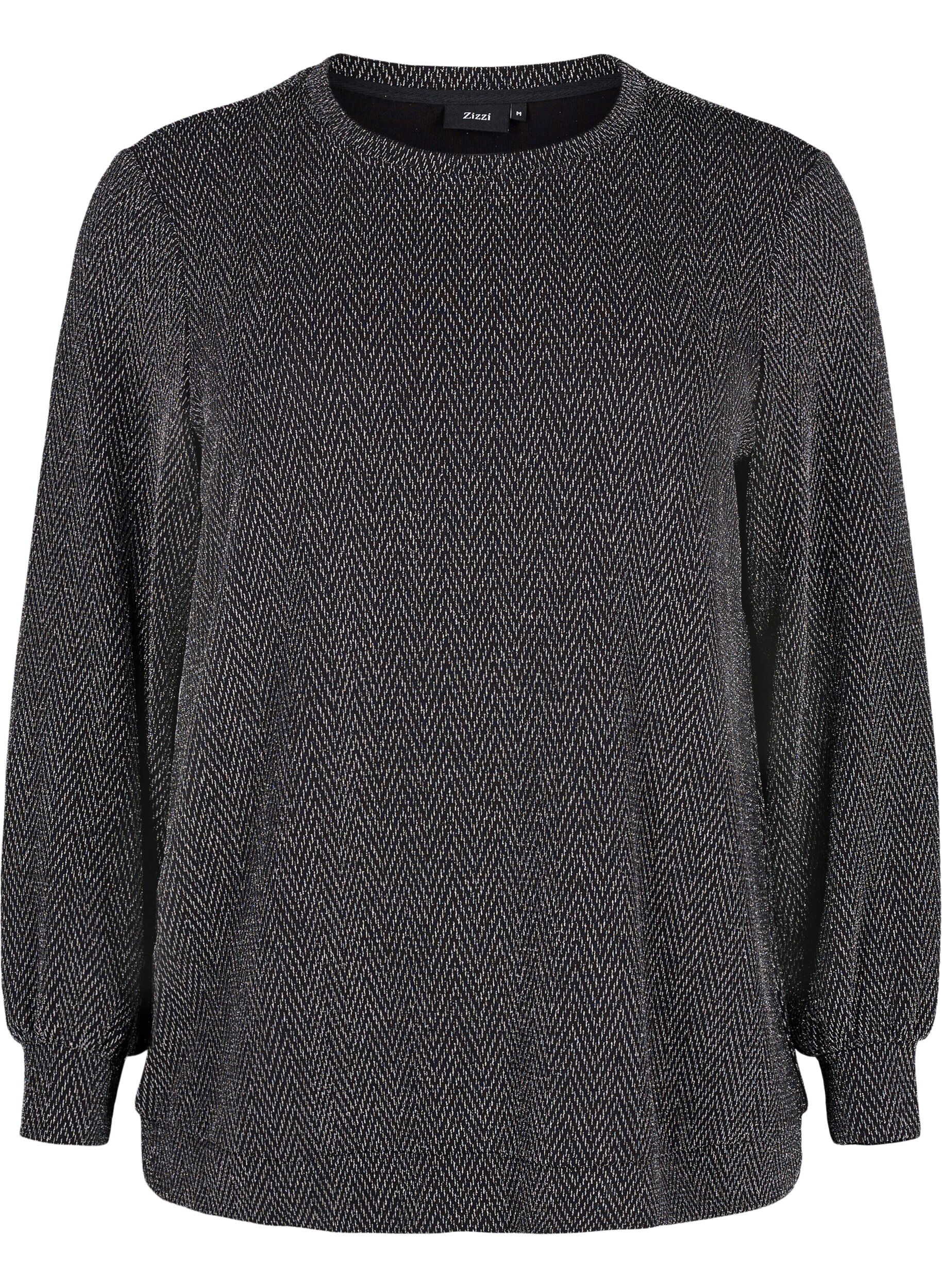 Zizzi Blouse met glinsterend patroon, Silver ZigZagShimmer, Packshot image number 0