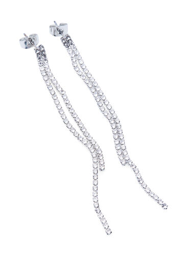 Zilverkleurige ketting oorbellen, Silver, Packshot image number 1