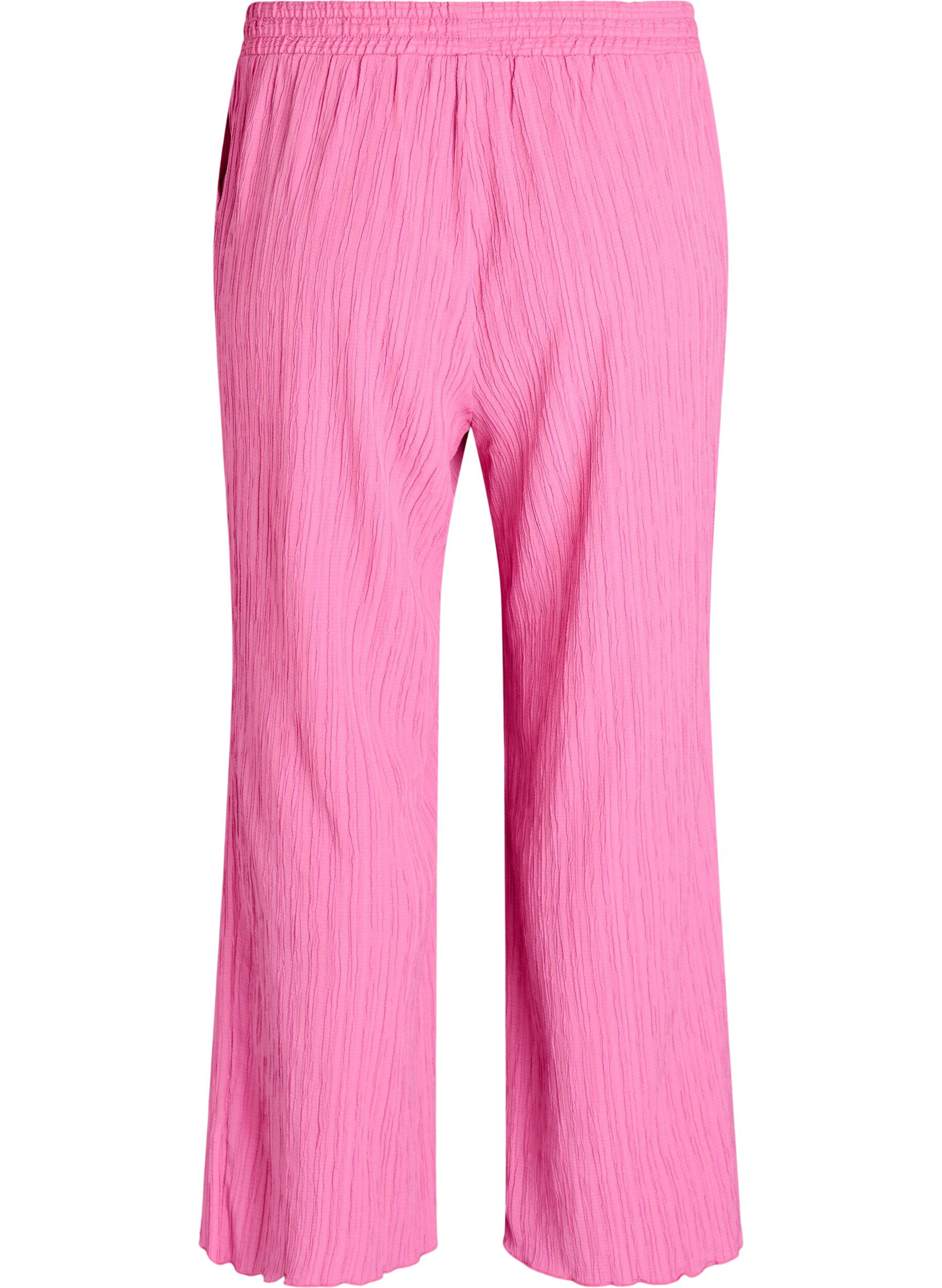 Zizzi FLASH - High waist broek met wide fit pijpen, Roze, Packshot image number 1