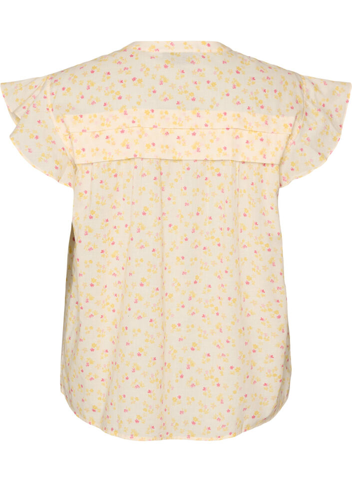 Mouwloze A-lijn katoenen blouseshirt, Geel, Packshot image number 1