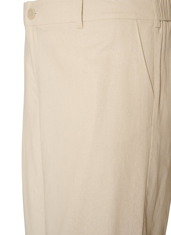 Bermuda shorts met hoge taille in linnen en viscose, Beige, Packshot image number 2
