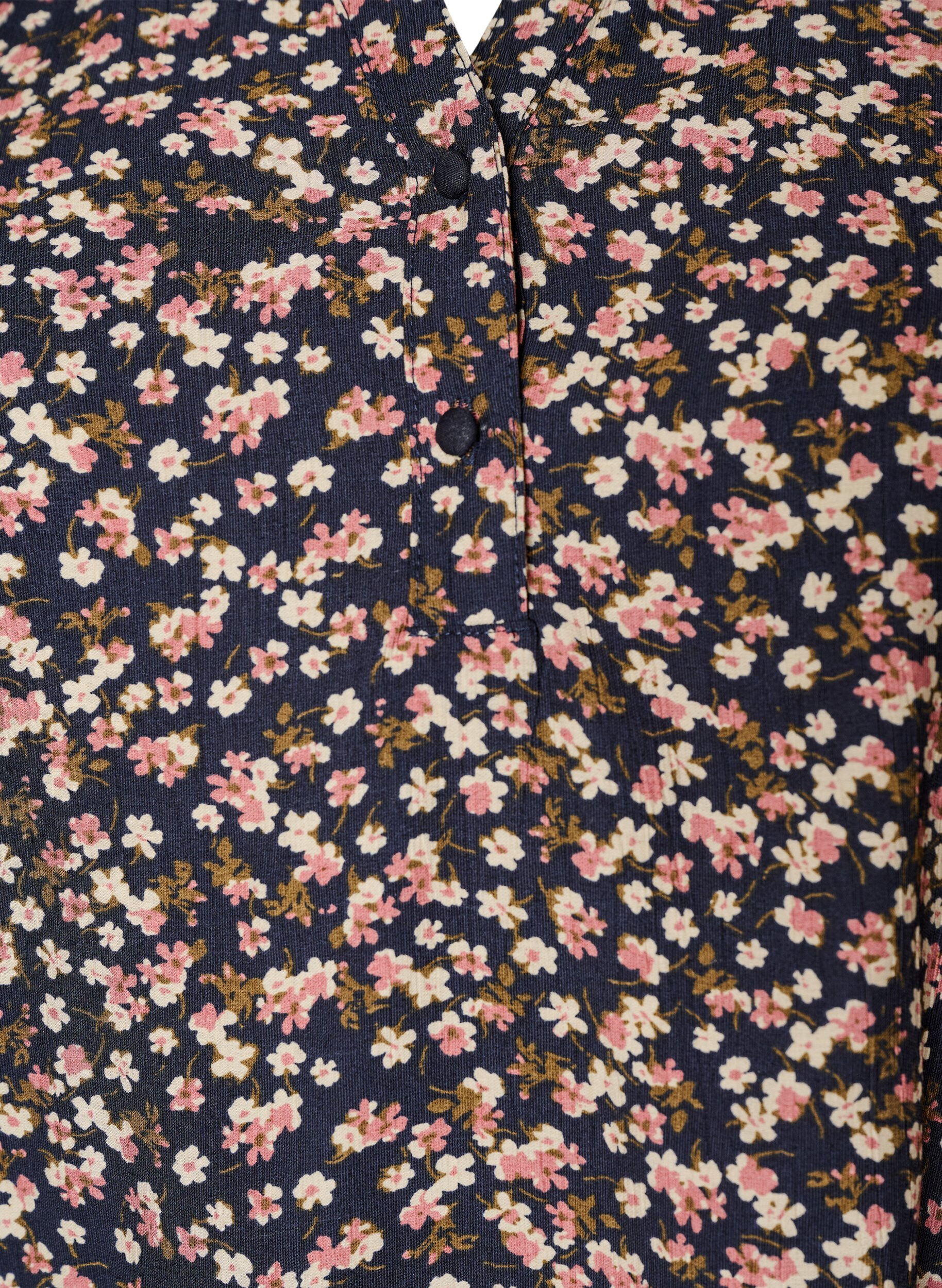 ZizziBlouse van viscose met bloemenprint, korte mouwen en smockdetails, Blauw, Packshot image number 2
