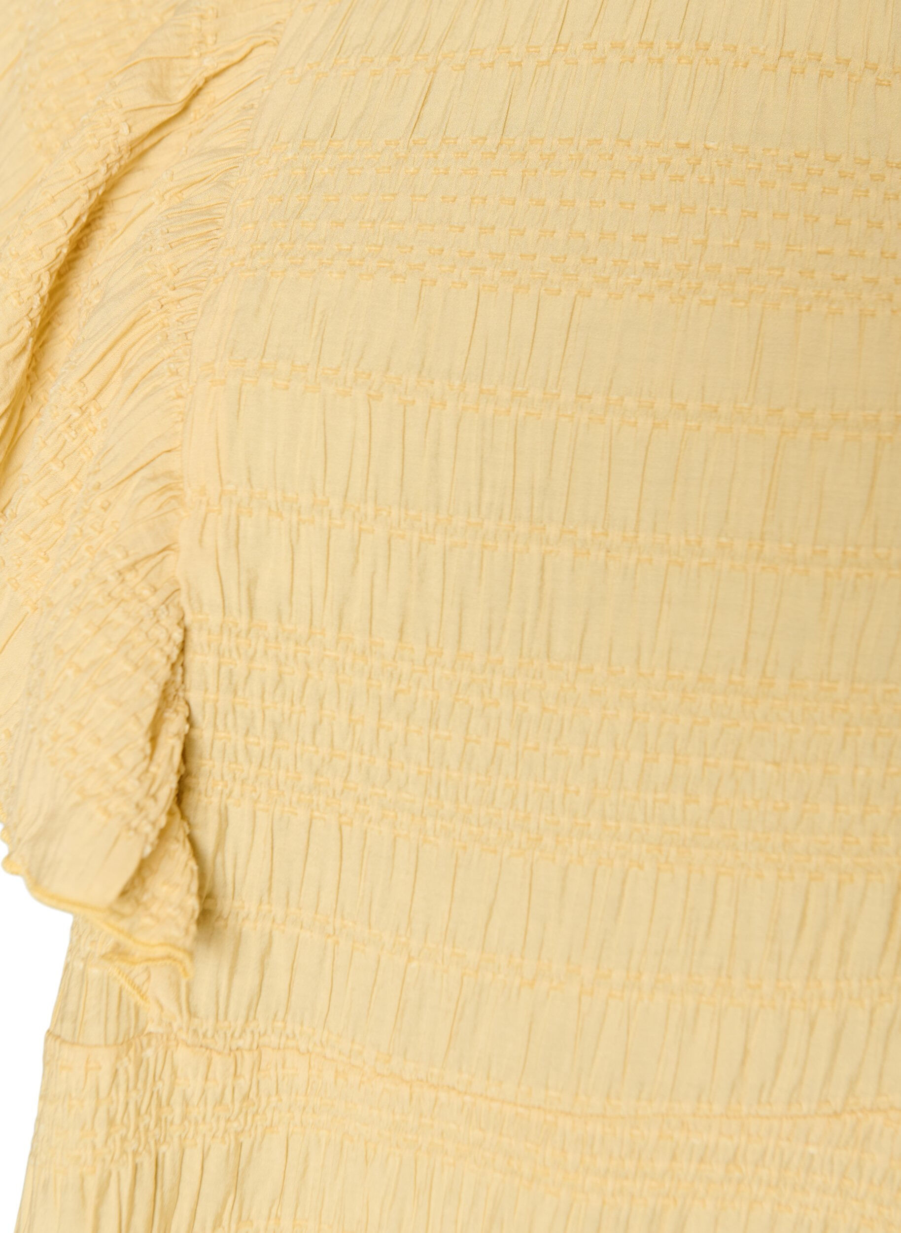 ZizziBlouse met smockstructuur en ruchesmouwen, Geel, Packshot image number 2