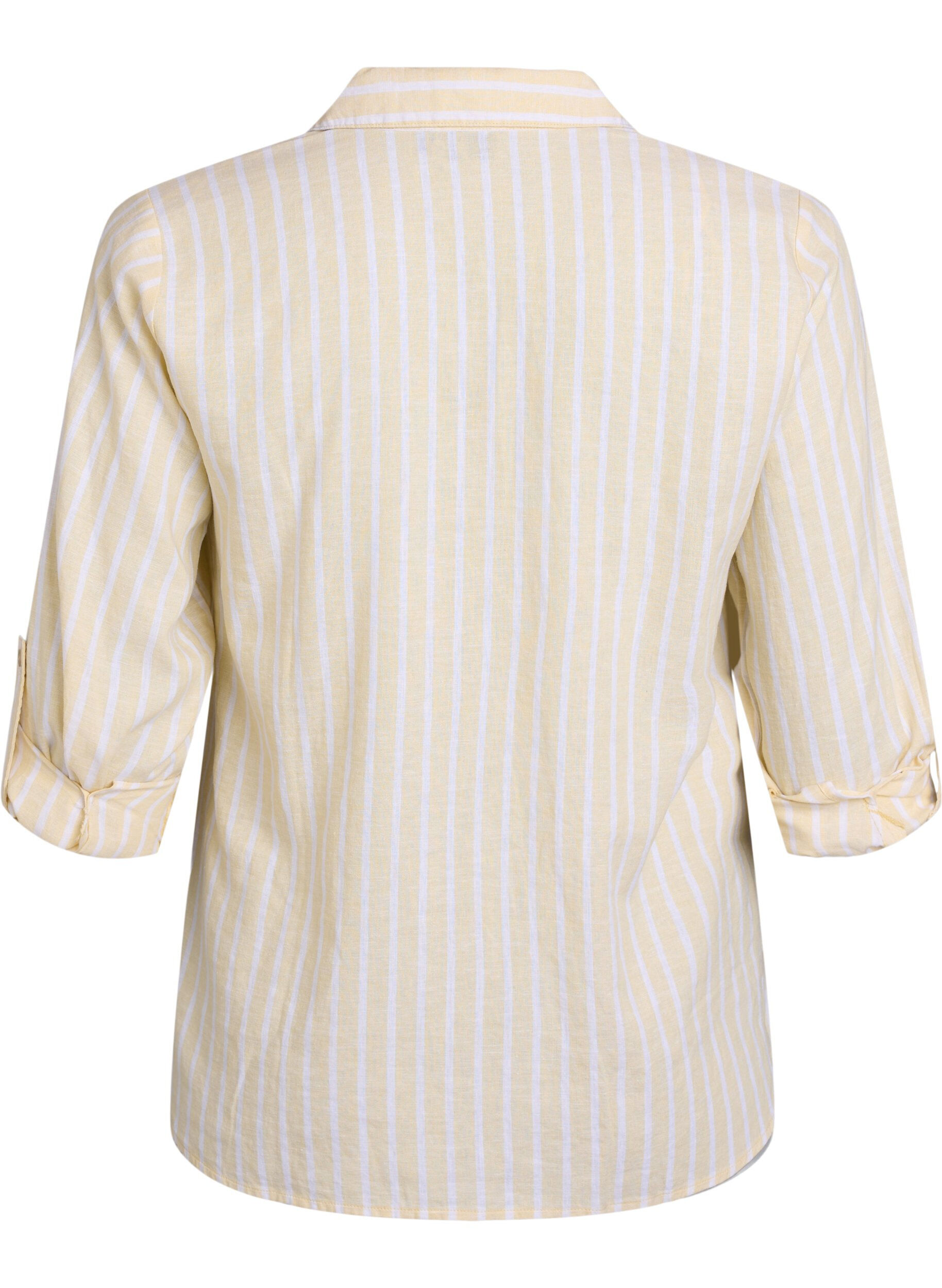 Zizzi Linnen en viscose shirt met 3/4 mouwen, Beige, Packshot image number 1