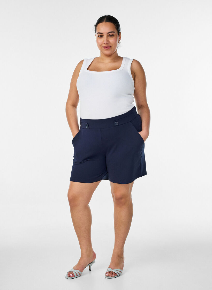 Korte broek met zakken en losse pasvorm, Blauw, Model image number 1