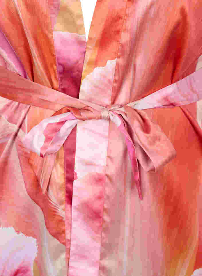 Badjas met print en lange mouwen, Orange Pink AOP, Packshot image number 2
