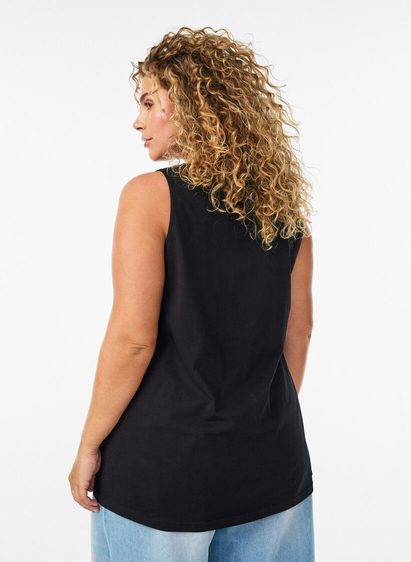 Katoenen top met a-vorm, Zwart, Model image number 2