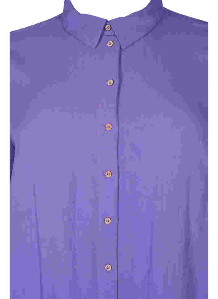 Lang effen viscose overhemd met 3/4 mouwen, Passion Flower, Packshot image number 2