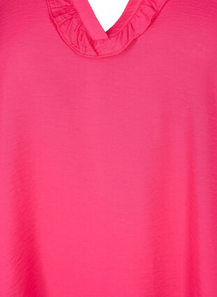 Viscose blouse met pofmouwen en ruches, Bright Rose, Packshot image number 2