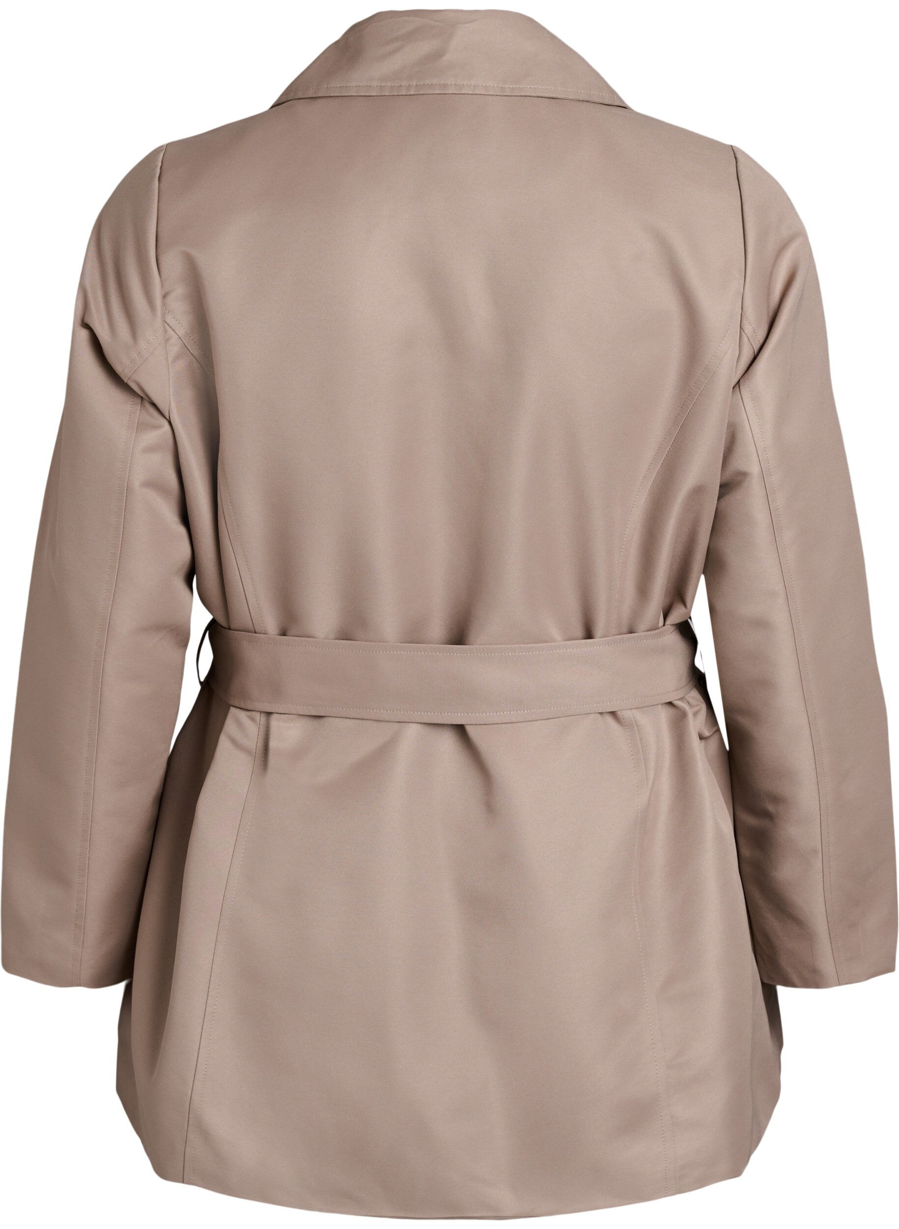 Zizzi Korte trenchcoat met riem, Grijs, Packshot image number 1
