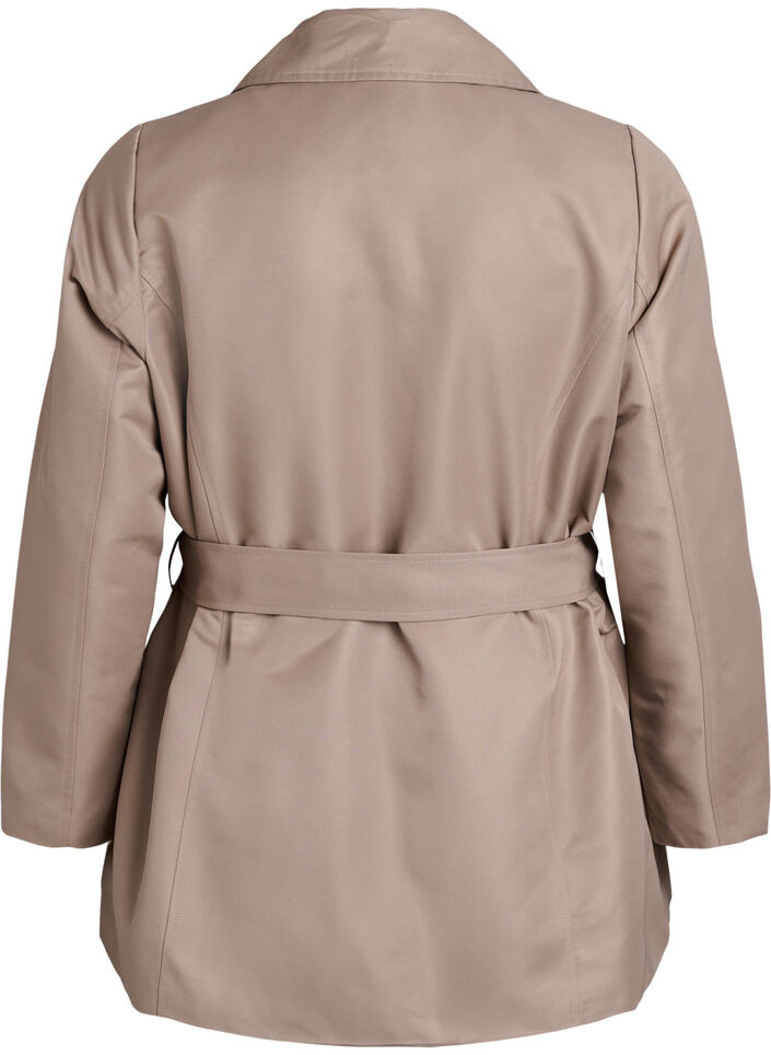 Korte trenchcoat met riem, Grijs, Packshot image number 1