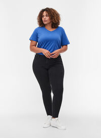 Super slim fit Amy jeans met piping, Black, Model