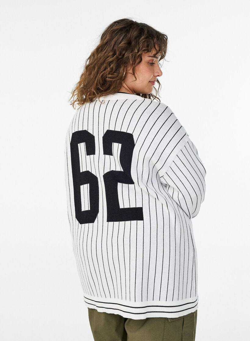 Gebreide vest met strepen en rugmotief, Wit, Model image number 2
