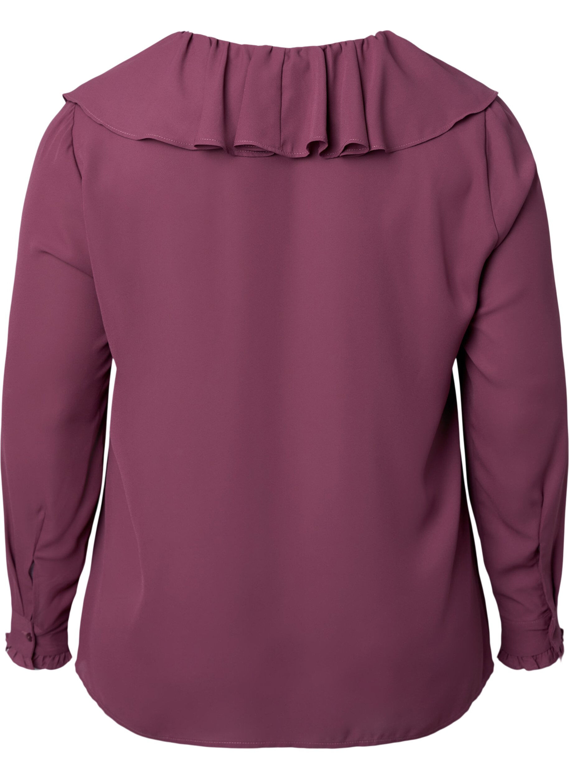 Zizzi  Blouse met ruches en lange mouwen, Renaissance Rose, Packshot image number 1