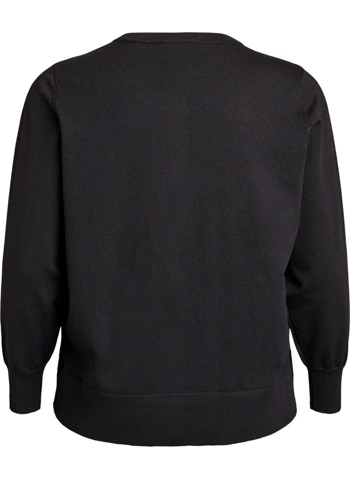 Fijngebreide vest met ronde hals, Zwart, Packshot image number 1