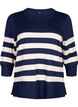 Gestreepte pullover van viscose met 3/4 mouwen, Navy Blazer/Birch, Packshot image number 0