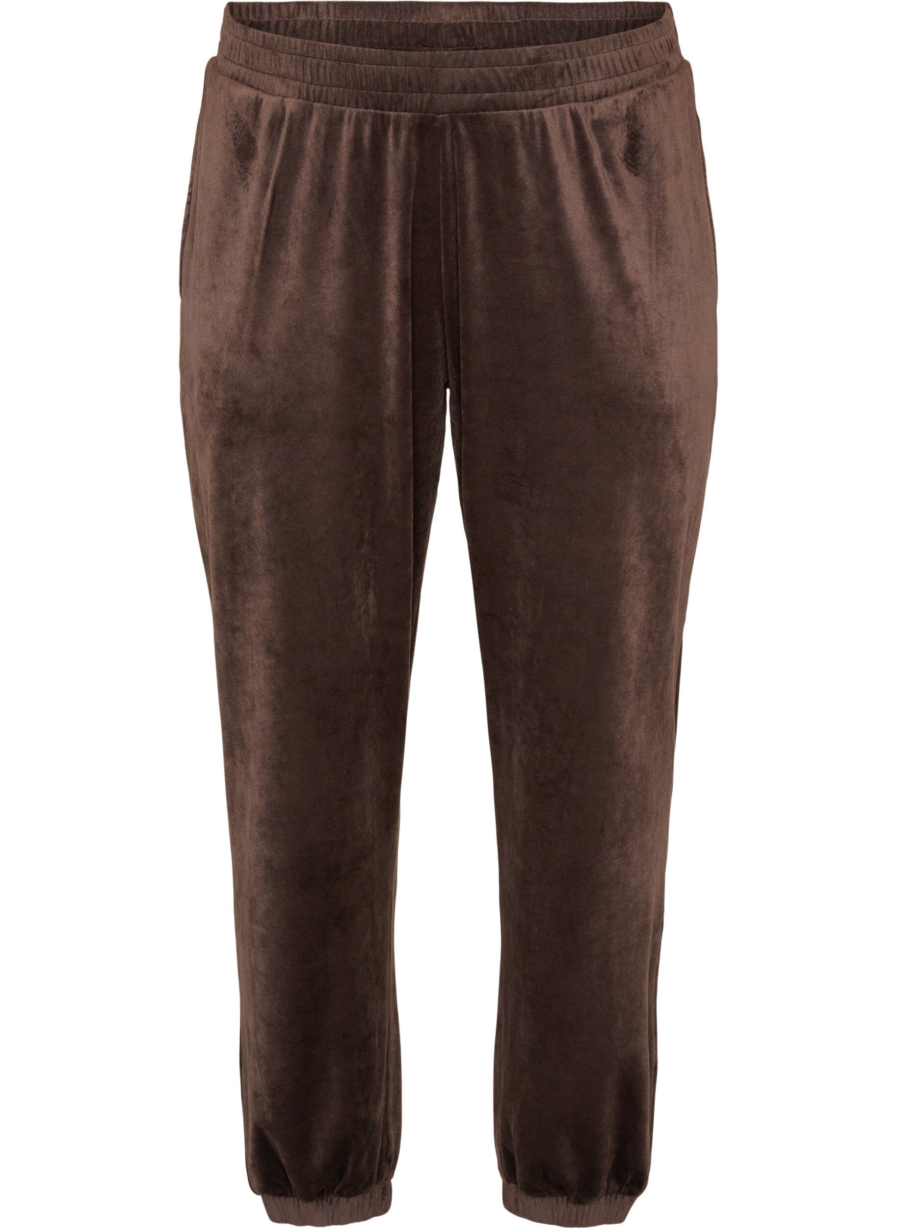 ZizziLosse velourbroek, Bruin, Packshot image number 0