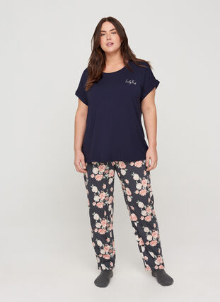 Pyjama t-shirt met korte mouwen en ronde hals, Night Sky, Model image number 2